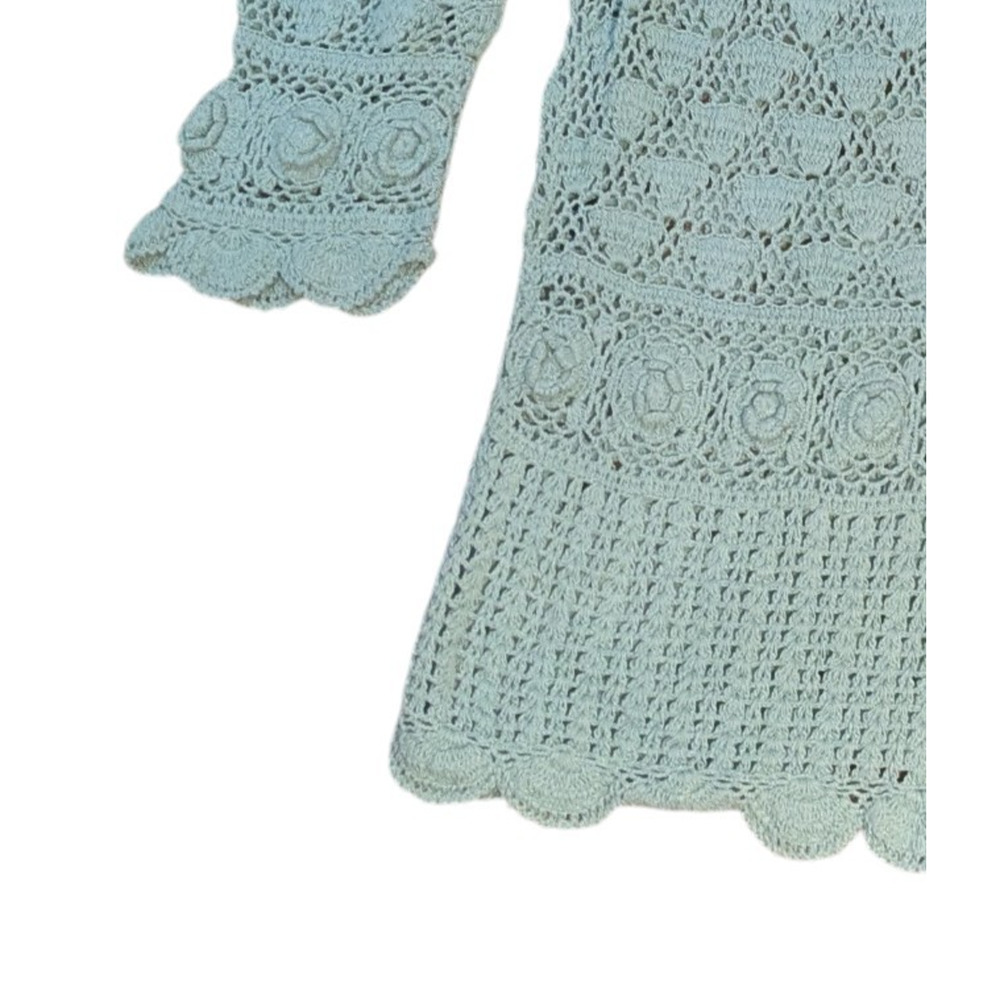 April Cornell Sweater Womens Medium Green Knit Cardigan Cotton Crochet - Picture 5 of 10